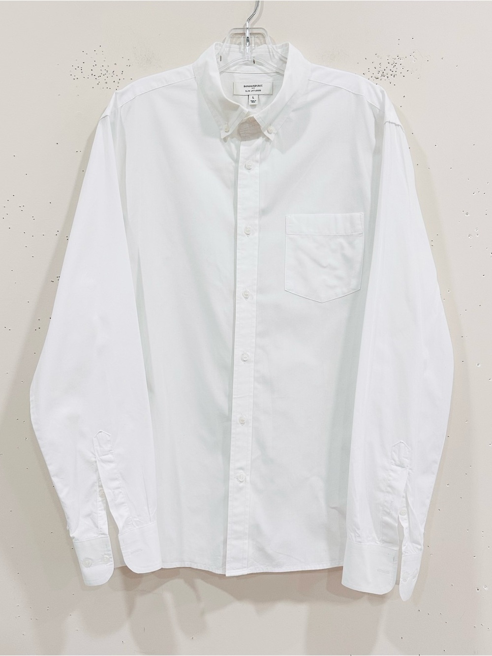 Banana Republic Men's White Slim Untucked Oxford Dress Shirt Size L Large India